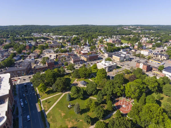 Waltham City Hall Und Central Square Historic District Luftaufnahme Der — Stockfoto