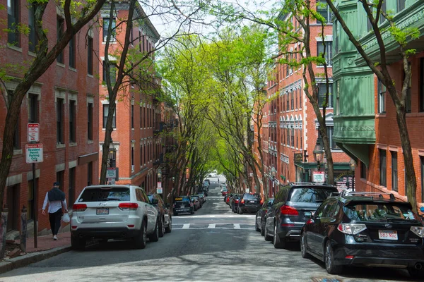 Historische Gebäude Der Garden Street Der Myrtle Street Beacon Hill — Stockfoto