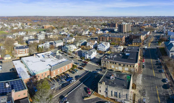 Arlington Tarihi Şehir Merkezinin Havadan Görünüşü Arlington Massachusetts Abd — Stok fotoğraf