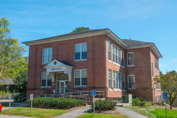 Sherborn Prefeitura Washington Street Centro Cidade Com Folhagem Outono Área — Fotografia de Stock