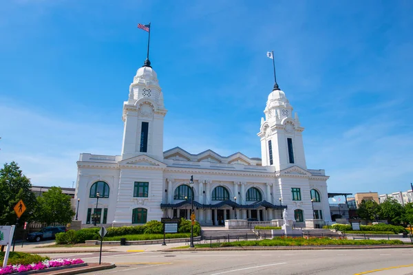 伍斯特联合车站 Worcester Union Station 建于1911年 是位于美国马萨诸塞州伍斯特市中心华盛顿广场2号的一个火车站 — 图库照片