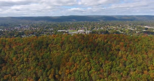 Greenfield Historické Centrum Města Letecký Výhled Rocky Mountain Park Podzim — Stock video