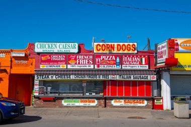 Ocean Boulevard 'daki tarihi fast food restoranı Hampton Beach' teki C ve D caddeleri arasında, New Hampton, New Hampshire NH, ABD.