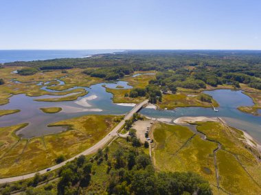 Yazın Odiorne Point Eyalet Parkı 'nın New Hampshire NH, ABD' deki Rye kasabasındaki hava manzarası.. 