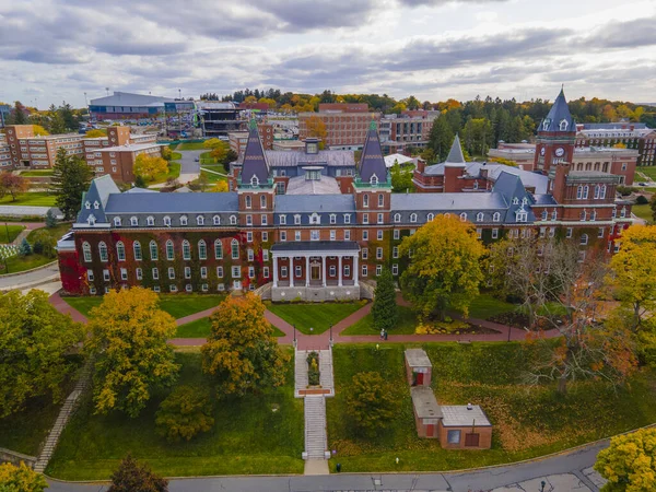 Fenwick Hall Luftaufnahme College Holy Cross Mit Herbstlaub Der Stadt — Stockfoto