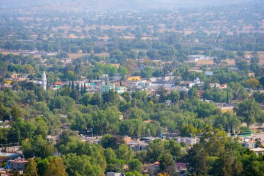 Meksika, Meksika 'da San Sebastian Xolalpa' daki Capilla La Asuncion de Maria kilisesinin hava manzarası.. 