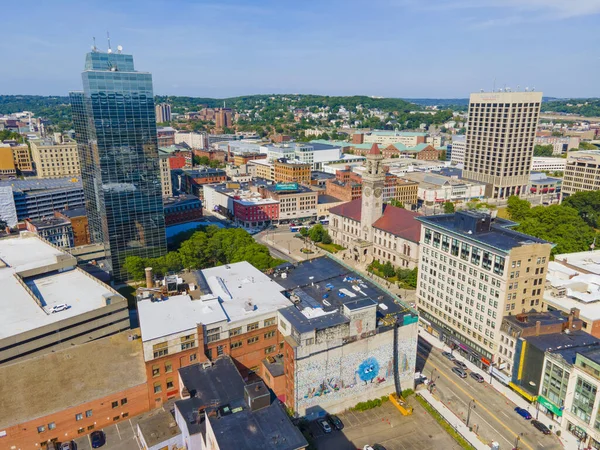 Worcester City Hall Vista Aerea Worcester Plaza Edificio Sulla Main — Foto Stock