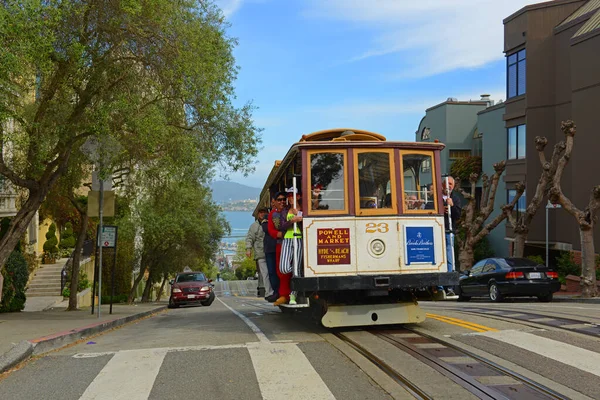 Cable Car Antiguo Powell Hyde Line Hyde Street Lombard Street — Foto de Stock