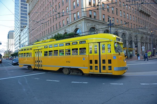 Line Antique Pcc Streetcar 1052 Los Angeles Embarcadero Market Street — Fotografia de Stock