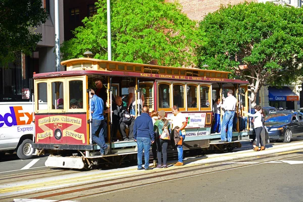 Historische Seilbahn California Line Auf Der California Street Der Davis — Stockfoto