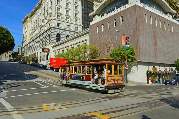 Канатная Дорога California Line Калифорнийской Улице Центре Сан Франциско Калифорния — стоковое фото
