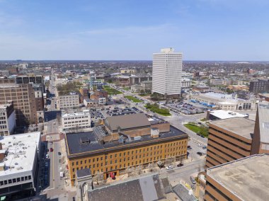 Valentine Tiyatrosu hava manzarası Toledo şehir merkezindeki 410 Adams Caddesi, Ohio OH, ABD.  