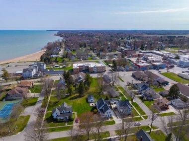 Huron Avenue, Lexington Village, Sanilac County, Michigan MI, ABD 'deki tarihi köy merkezi hava manzarası. 