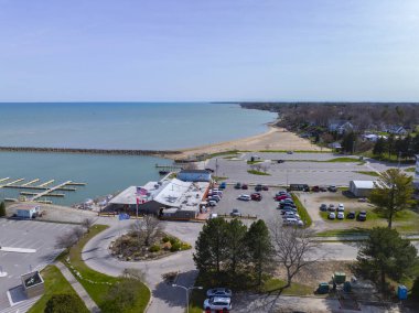 Lexington State Harbor hava görüntüsü Huron Bulvarı 'nın sonunda Lexington, Sanilac County, Michigan MI, ABD.  