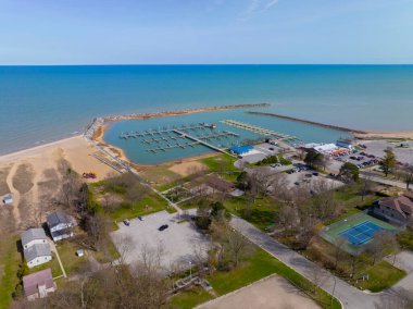 Lexington State Harbor hava görüntüsü Huron Bulvarı 'nın sonunda Lexington, Sanilac County, Michigan MI, ABD.  