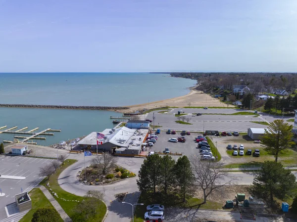 Lexington State Harbor hava görüntüsü Huron Bulvarı 'nın sonunda Lexington, Sanilac County, Michigan MI, ABD.  
