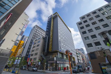 Hanatsubaki Dori Caddesi 'ndeki Musse Ginza Meitetsu Oteli Tokyo Metropolitan Yolu 430, Ginza 7 yakınlarında, Chuo, Tokyo, Japonya' da.. 