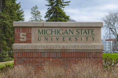 Michigan Eyalet Üniversitesi 'nin imzası Doğu Lansing, Michigan MI, ABD. 