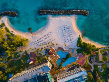 Needham's Point Beach top view at South Coast in city of Bridgetown, Saint Michael, Barbados.
