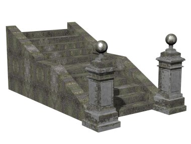 Beyaz background.3d merdivenlerde taş İşleme
