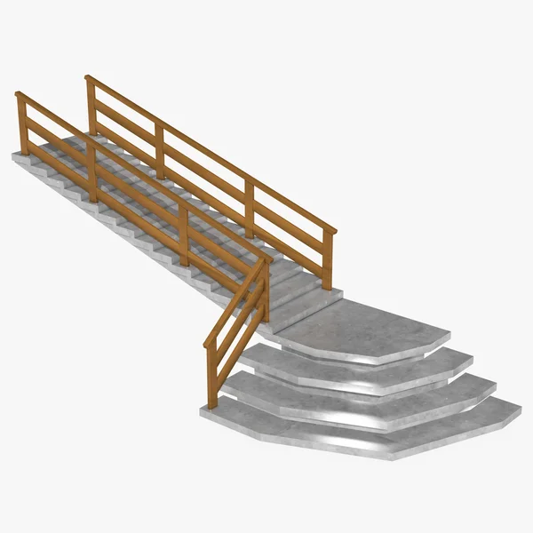 Stenen trappen op witte background.3d Rendering — Stockfoto