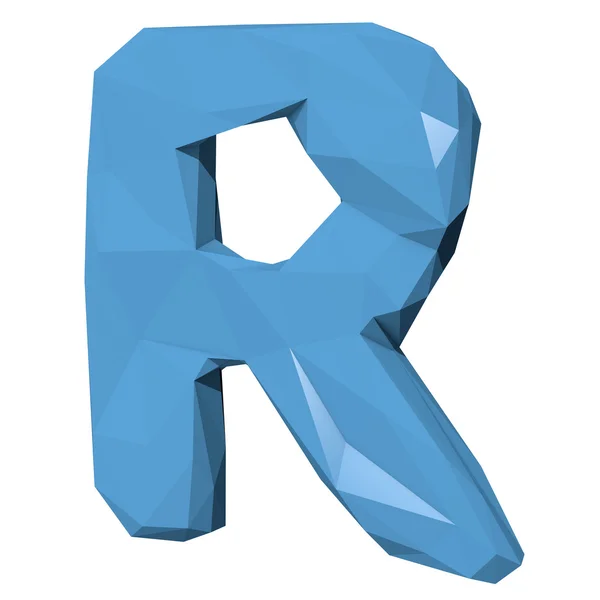 Lettera R in stile Low Poly su sfondo bianco.Rendering.Illu 3D — Foto Stock