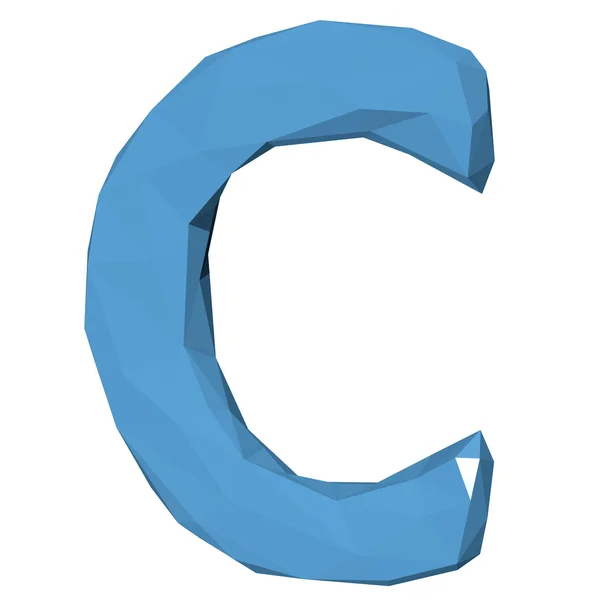 Letter C in laag Poly stijl op witte background.3d Rendering.Illu — Stockfoto