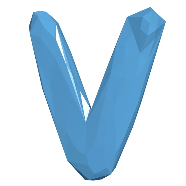 Letter V in laag Poly stijl op witte background.3d Rendering.Illu — Stockfoto