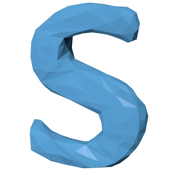 Letter S in Low Poly Style on white background.3D Rendering — Stock Photo, Image