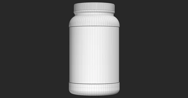 검은 배경에 흰색 병입니다. 3 차원 와이어 프레임 렌더링 — 스톡 사진