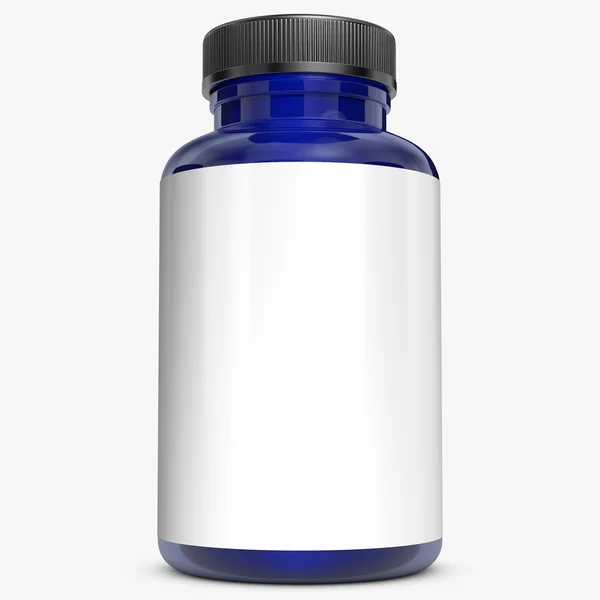 Botella azul sobre fondo blanco.Representación 3D — Foto de Stock