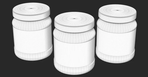 Wireframe bottles on black background.3D Rendering — Stock Photo, Image