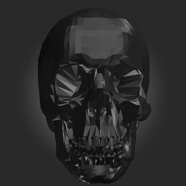 Totenkopf im Low-Poly-Stil auf schwarzem Hintergrund. 3d — Stockfoto