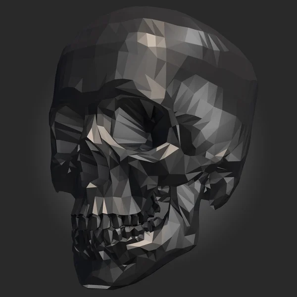 Totenkopf im Low-Poly-Stil auf schwarzem Hintergrund. 3d — Stockfoto