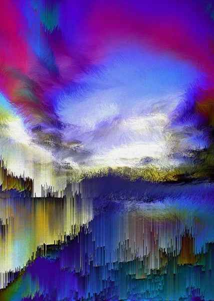 Glitch Sky Abstract Colorful Geometwork Poster Abstract Graphical Painting Art — 스톡 사진