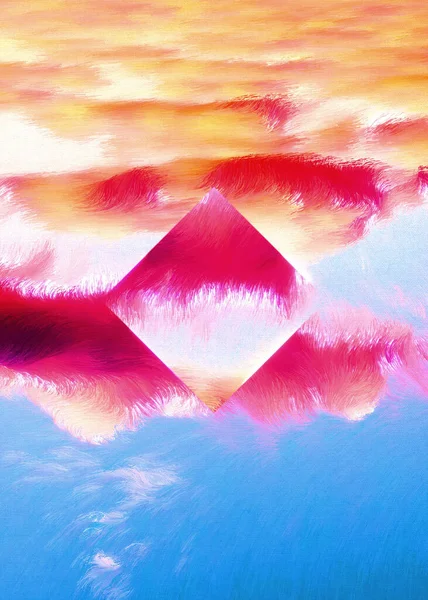 Glitch Sky Abstract Colorful Geometrical Artwork Poster Abstract Graphical Painting — Φωτογραφία Αρχείου