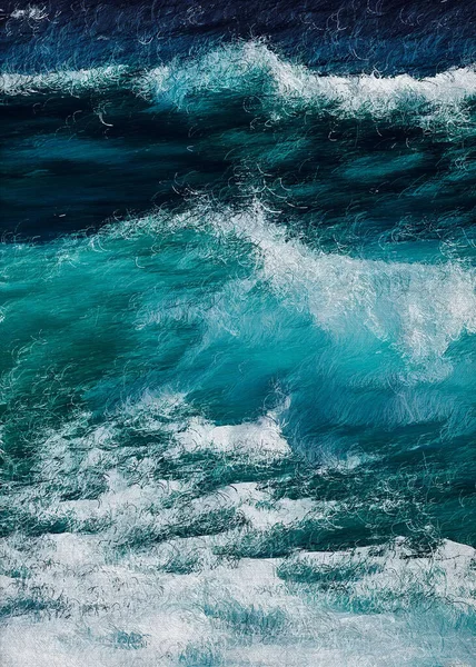 Fond Des Vagues Océan Peinture Des Vagues Océan Œuvres Art — Photo