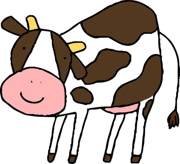 Αυτή Είναι Μια Απεικόνιση Του Χαριτωμένο Ζωγραφισμένα Στο Χέρι Αγελάδα — Διανυσματικό Αρχείο