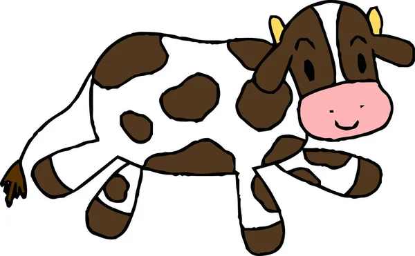 Illustration Cute Hand Painted Holstein Cow — Stock Vector