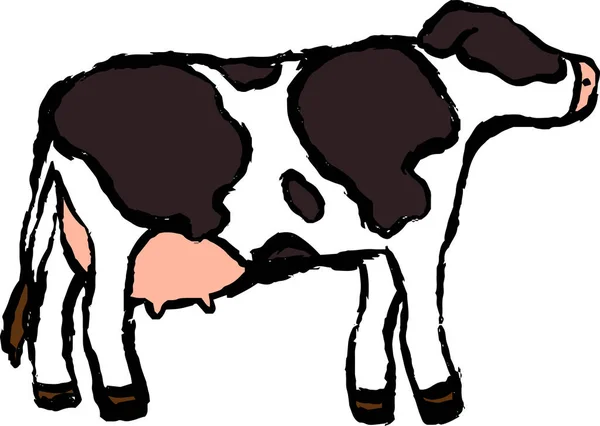 Ini Adalah Ilustrasi Dari Sapi Holstein Yang Dilukis Secara Realistis - Stok Vektor