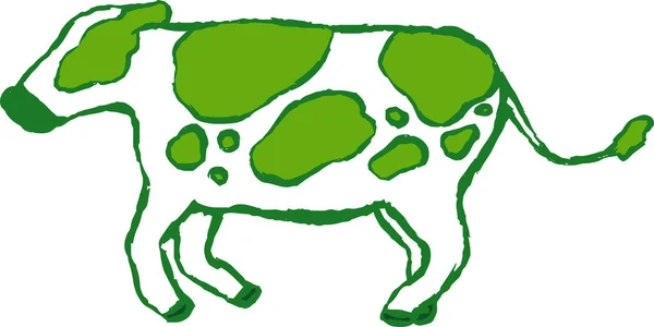 Esta Uma Ilustração Vaca Holandesa Pintada Mão Realista Verde — Vetor de Stock