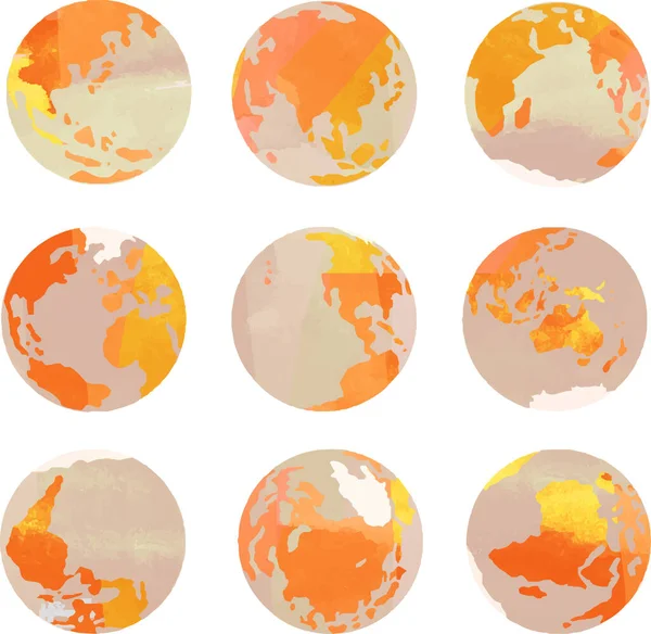 这是一个温暖的水彩画般的圆形地球的例子 — 图库矢量图片