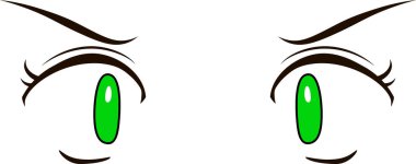 Bu kızgın bakışlı şirin anime tarzı gözlerin bir çizimi. 