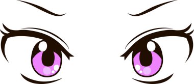 Bu kızgın bakışlı şirin anime tarzı gözlerin bir çizimi. 