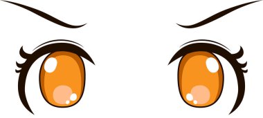 Bu kızgın bakışlı şirin anime tarzı gözlerin bir çizimi. 