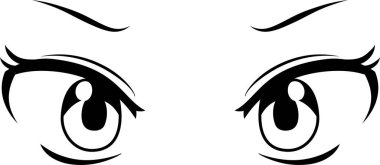 Bu, tek renkli şirin anime bakışlı kızgın bakışlı bir resimdir. 