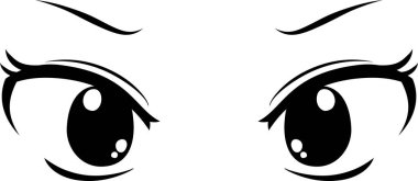 Bu, tek renkli şirin anime bakışlı kızgın bakışlı bir resimdir. 