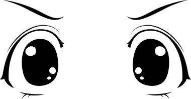 Bu, tek renkli şirin anime bakışlı kızgın bakışlı bir resimdir. 