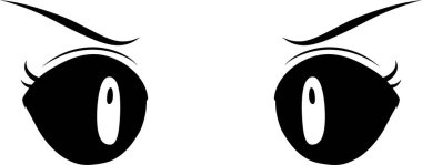 Bu, tek renkli şirin anime bakışlı kızgın bakışlı bir resimdir. 