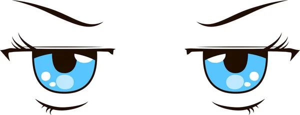 Questa Illustrazione Carino Anime Stile Occhi Con Uno Sguardo Arrabbiato — Vettoriale Stock
